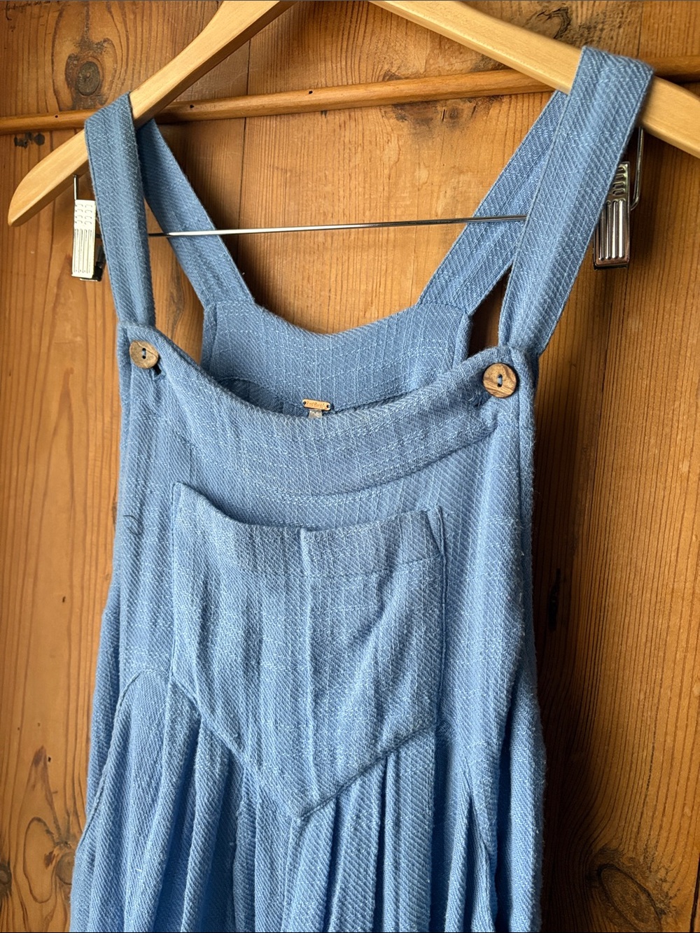 100% cotton free people Light Blue Cotton Gauze Overalls - Picture 2 of 8